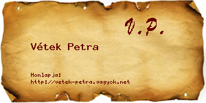 Vétek Petra névjegykártya
